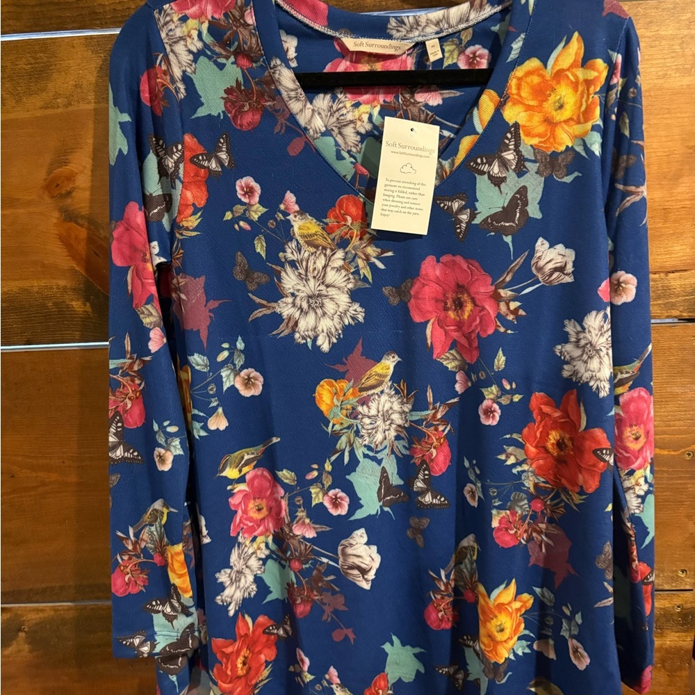 NWT Soft Surroundings Multicolor Floral Long Sleeve Top